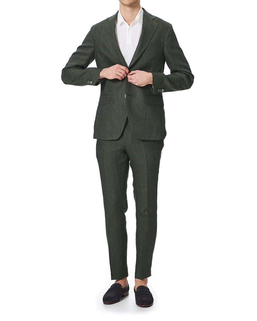 Herr | Kavajer | Oscar Jacobson | Egel Linen Blazer Green