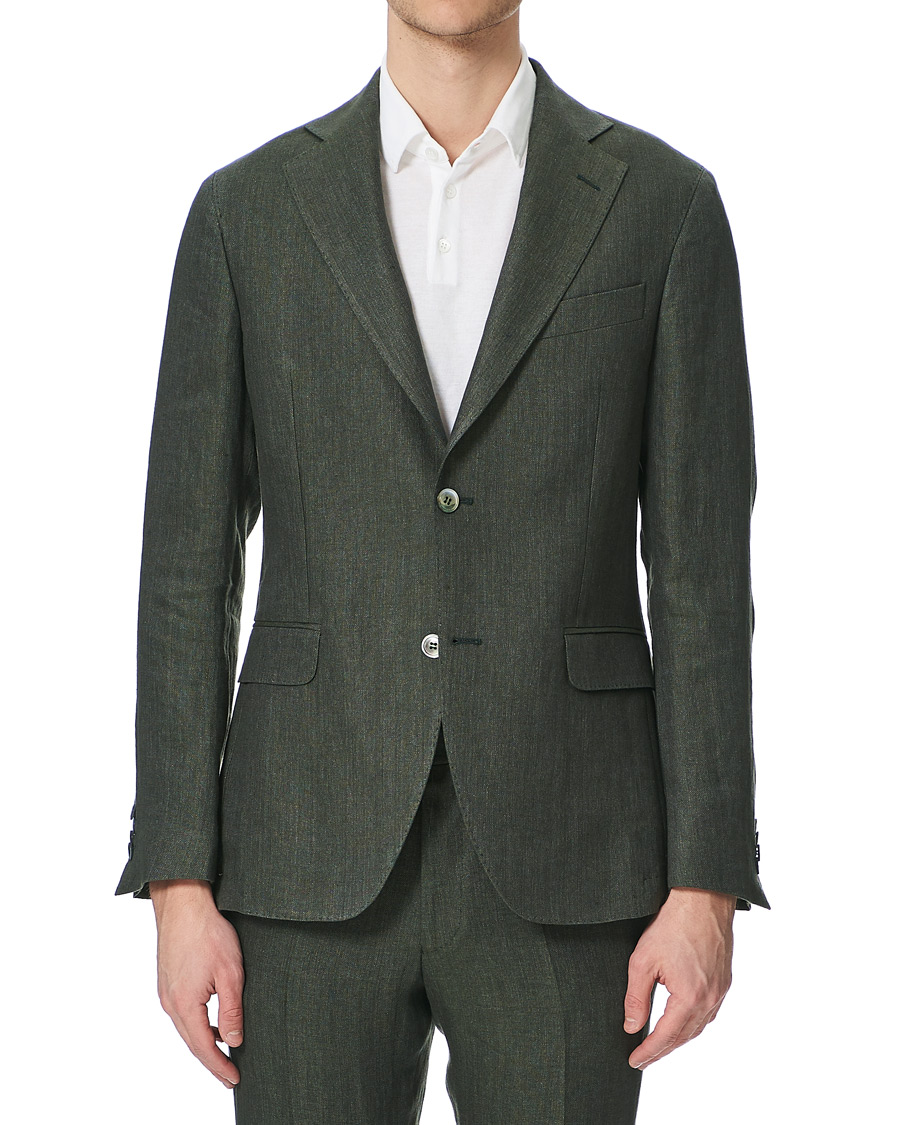 Herr | Kavajer | Oscar Jacobson | Egel Linen Blazer Green