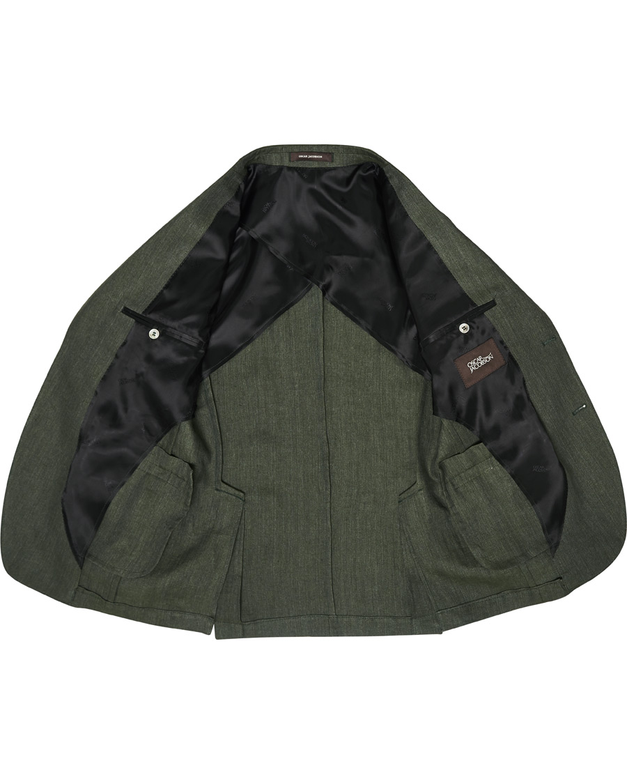 Herr | Kavajer | Oscar Jacobson | Egel Linen Blazer Green