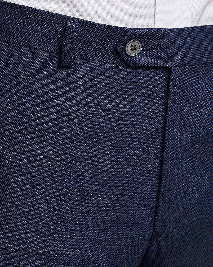 Herr | Byxor | Oscar Jacobson | Denz Linen Trousers Navy