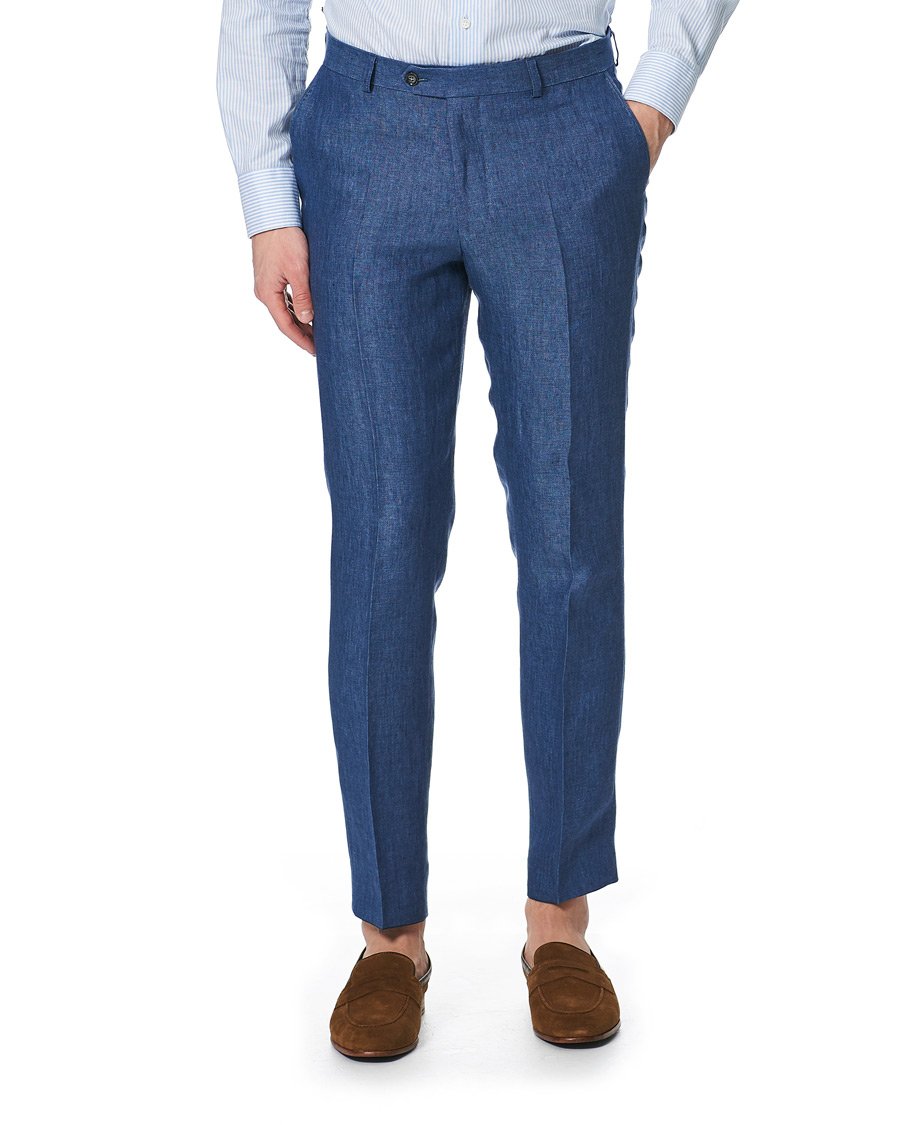 Herr | | Oscar Jacobson | Denz Linen Trousers Blue