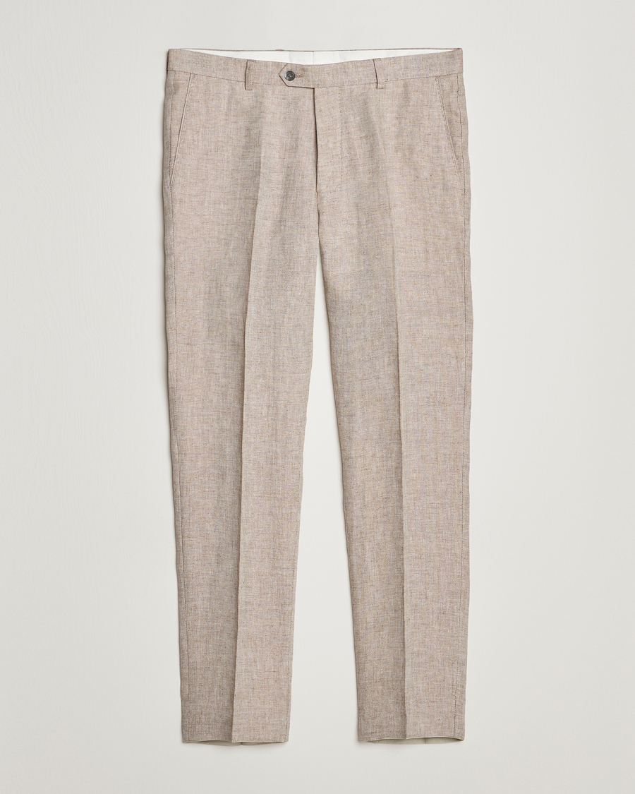 Herr | Byxor | Oscar Jacobson | Denz Linen Trousers Beige
