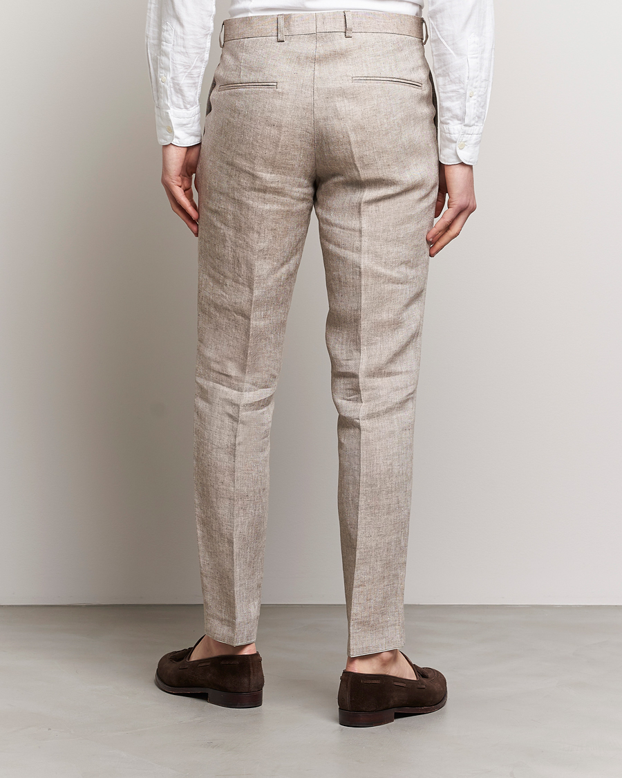 Herr | Byxor | Oscar Jacobson | Denz Linen Trousers Beige