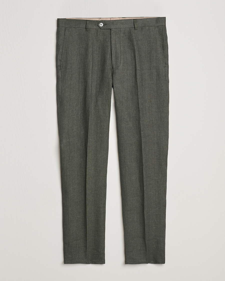 Herr | Byxor | Oscar Jacobson | Denz Linen Trousers Green