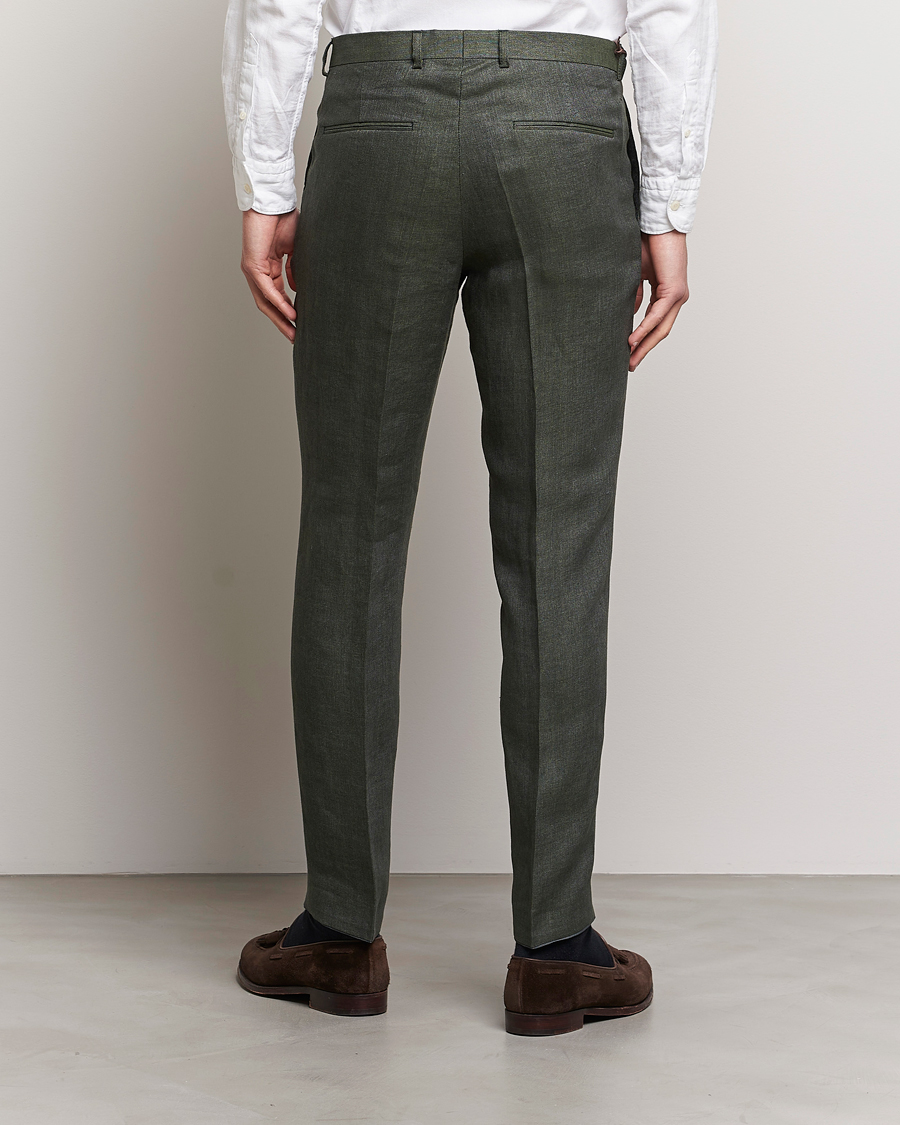 Herr | Byxor | Oscar Jacobson | Denz Linen Trousers Green