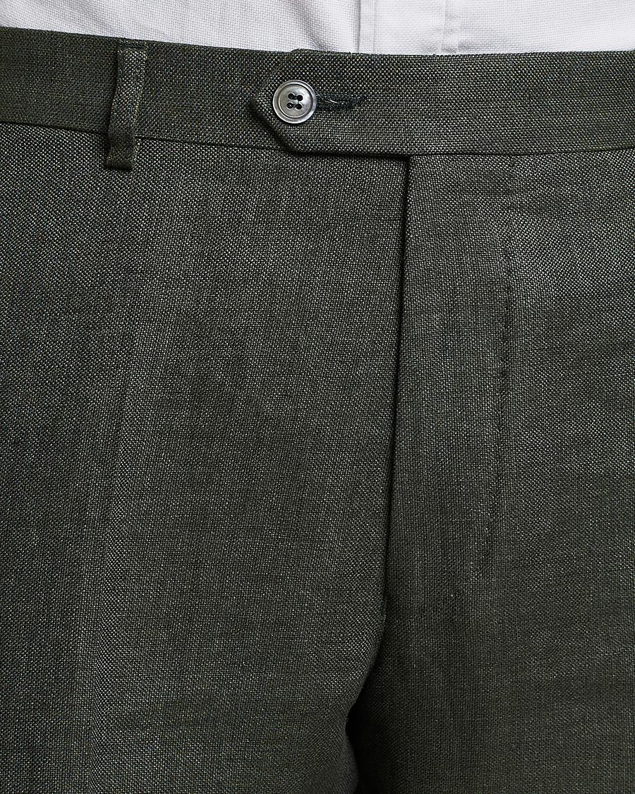 Herr | Byxor | Oscar Jacobson | Denz Linen Trousers Green