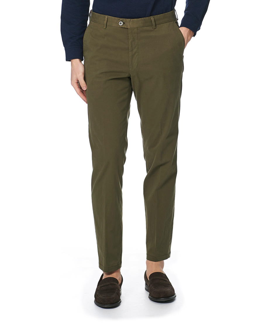 Herr | Byxor | Oscar Jacobson | Denz Cotton Trousers Olive