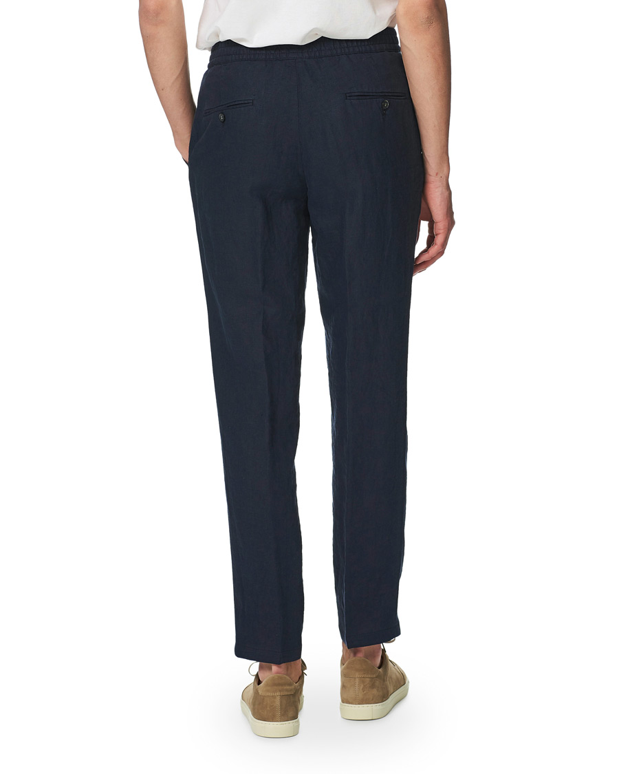 Herr | Byxor | Oscar Jacobson | Nicola Linen Trousers Navy