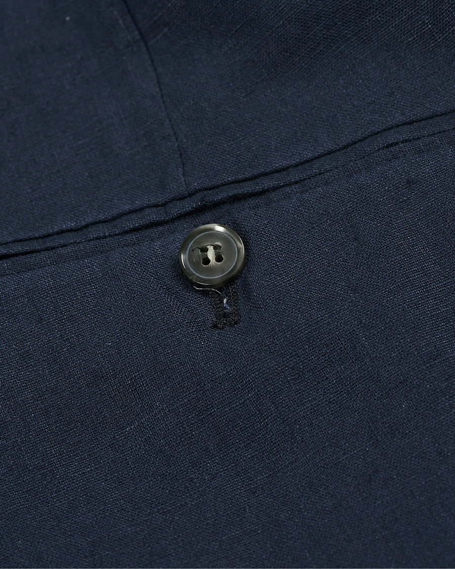 Herr | Byxor | Oscar Jacobson | Nicola Linen Trousers Navy
