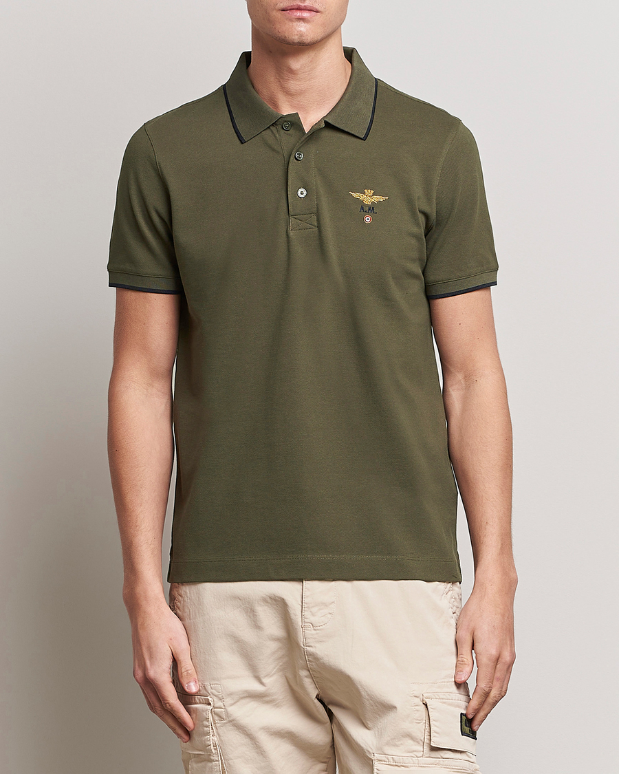 Herr |  | Aeronautica Militare | Garment Dyed Cotton Polo Green