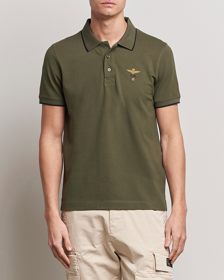 Herr | Rea kläder | Aeronautica Militare | Garment Dyed Cotton Polo Green