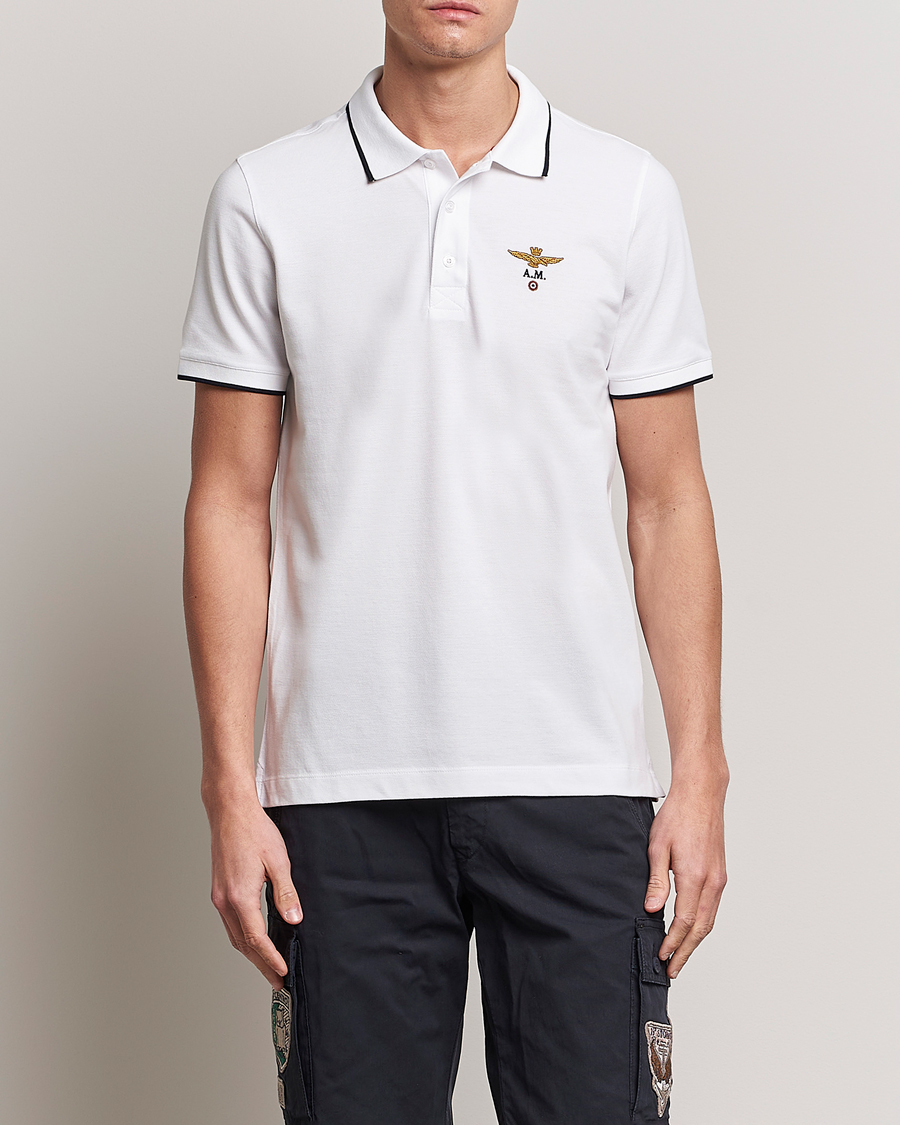 Herr | | Aeronautica Militare | Garment Dyed Cotton Polo Off White