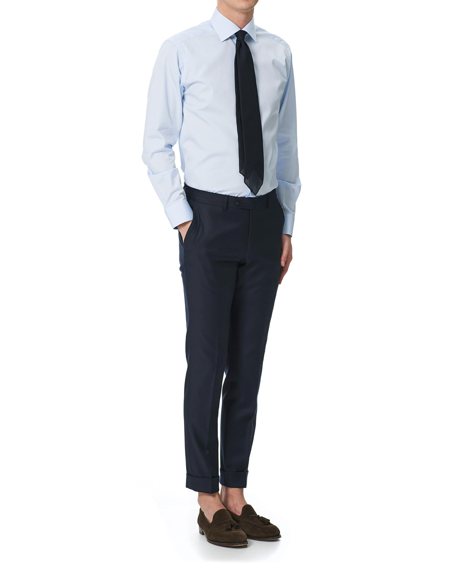 Herr | Skjortor | Eton | Slim Fit Contrast Cut Away Shirt Blue