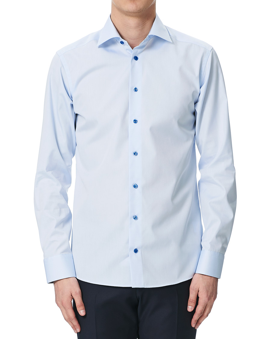 Herr | Skjortor | Eton | Slim Fit Contrast Cut Away Shirt Blue