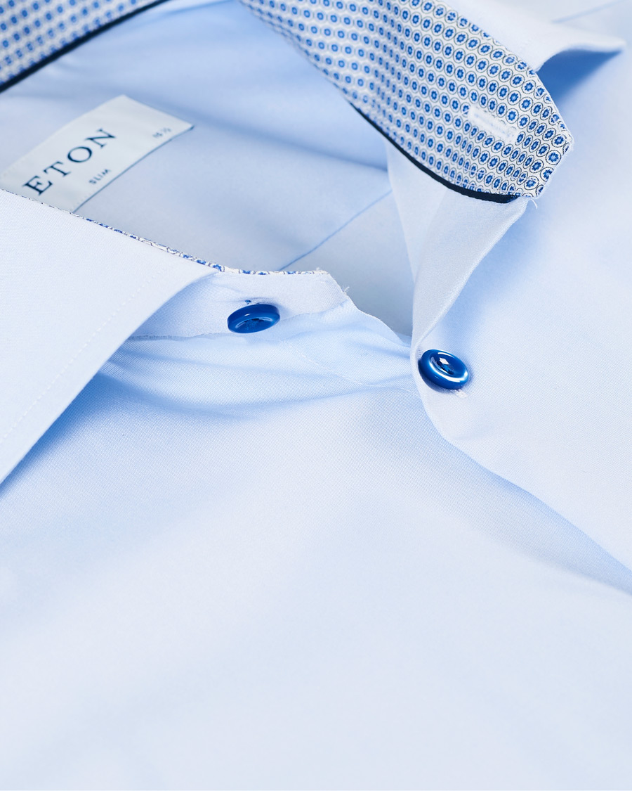 Herr | Skjortor | Eton | Slim Fit Contrast Cut Away Shirt Blue
