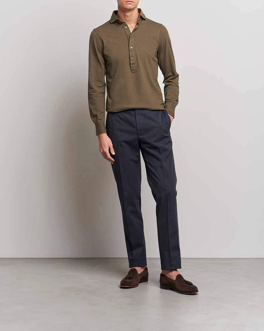 Herr | Skjortor | Gran Sasso | Popover Shirt Dark Brown