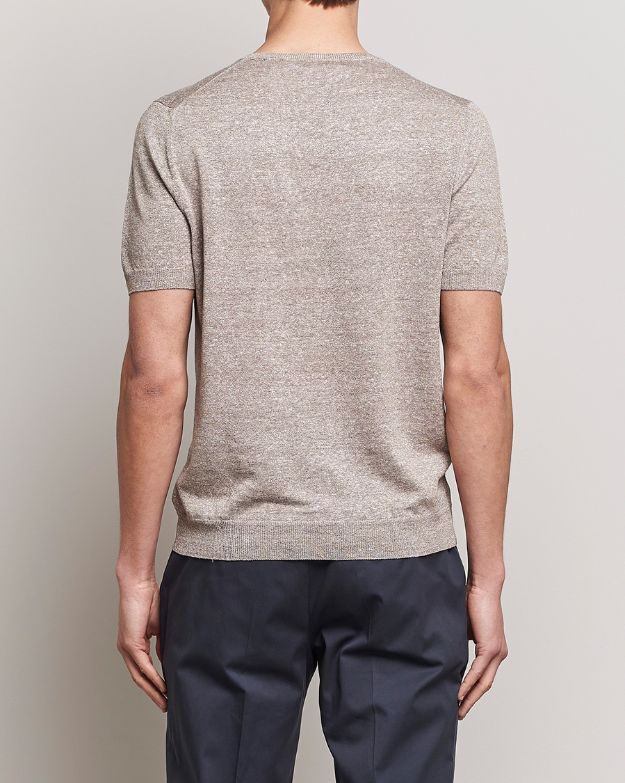 Herr | T-Shirts | Gran Sasso | Cotton/Linen Knitted Tee Beige
