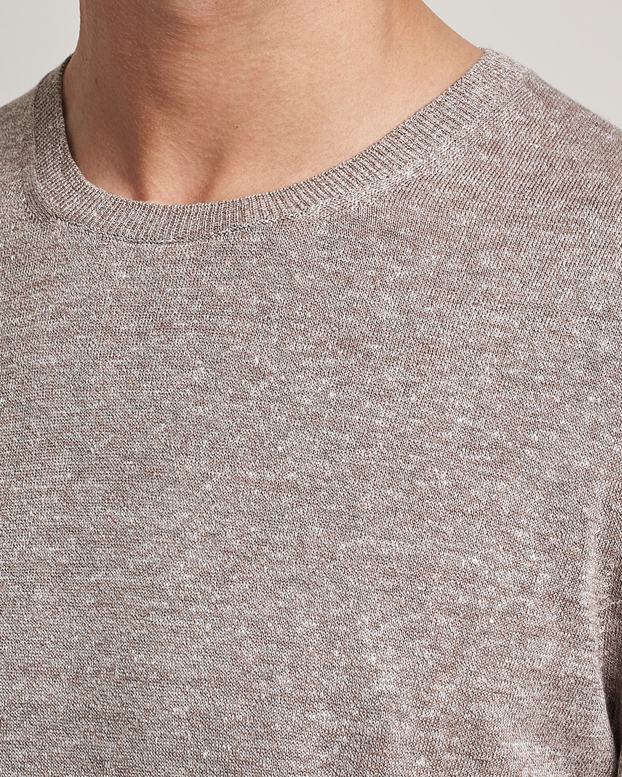Herr | T-Shirts | Gran Sasso | Cotton/Linen Knitted Tee Beige