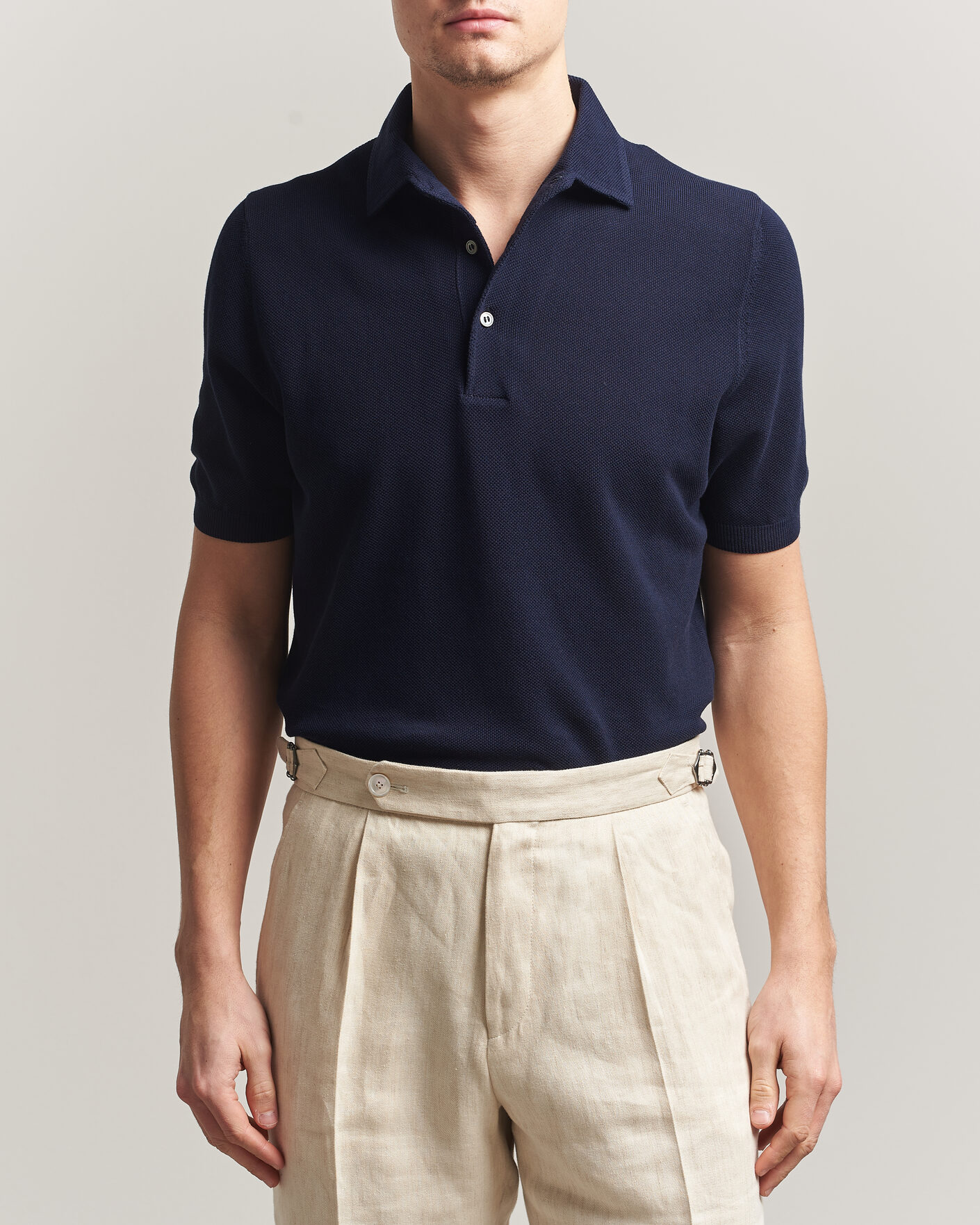 Herr | Pikéer | Gran Sasso | Structured Cotton Polo Navy