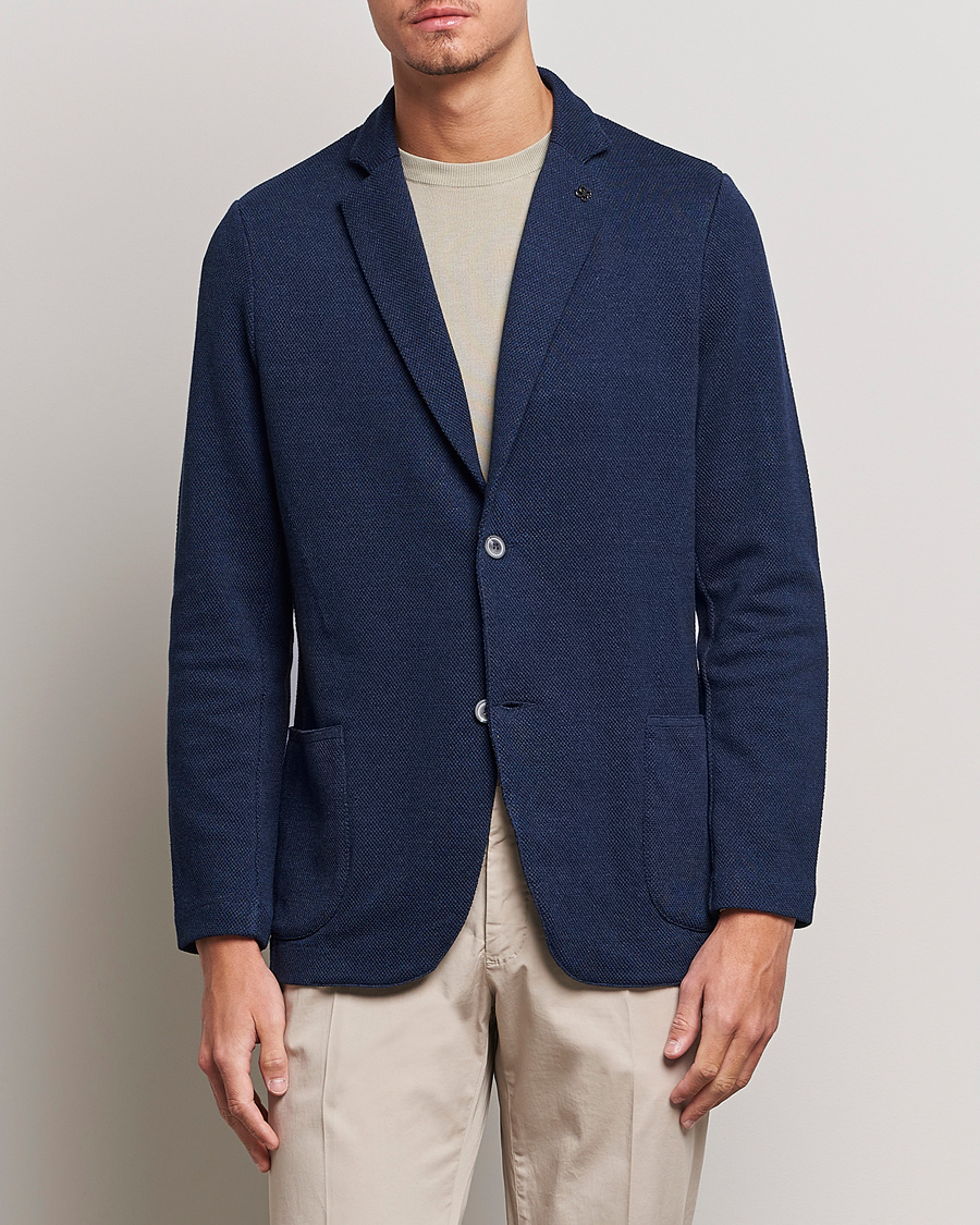 Herr | Festive | Gran Sasso | Structured Cotton/Linen Blazer Navy