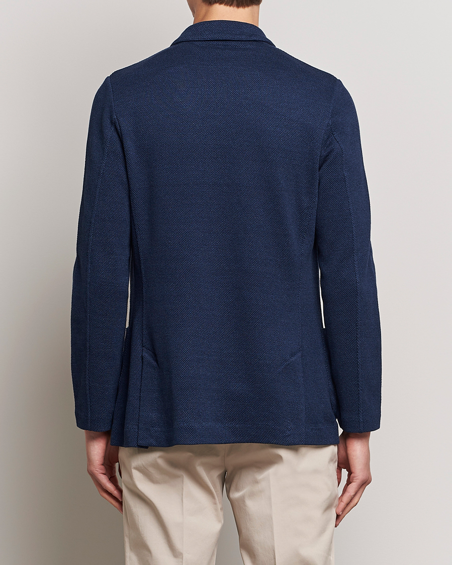Herr | Kavajer | Gran Sasso | Structured Cotton/Linen Blazer Navy