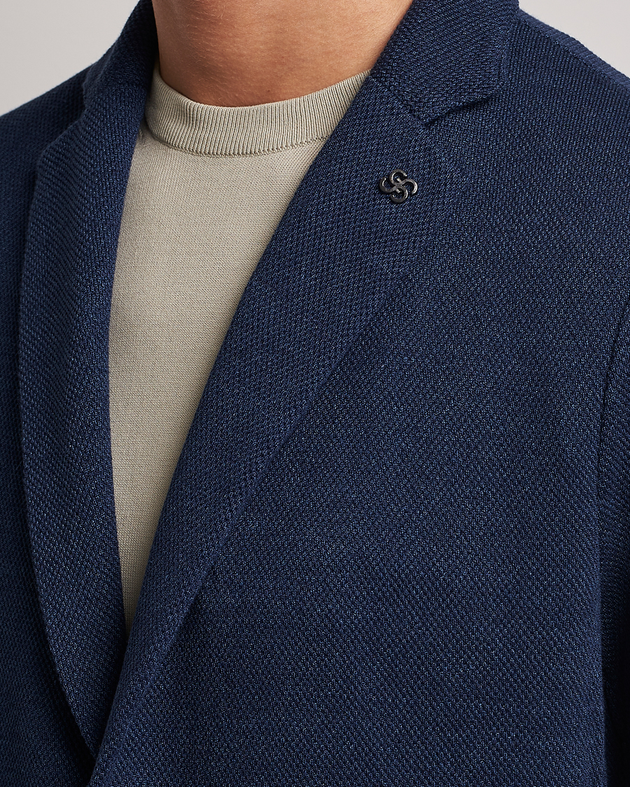 Herr | Kavajer | Gran Sasso | Structured Cotton/Linen Blazer Navy
