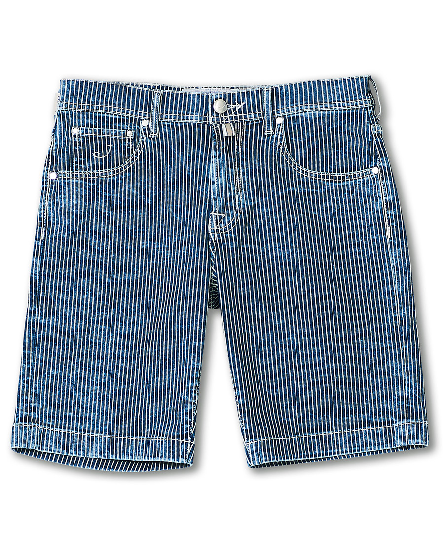 Herr | Shorts | Jacob Cohën | 6636 Striped Jeans Shorts Blue/White