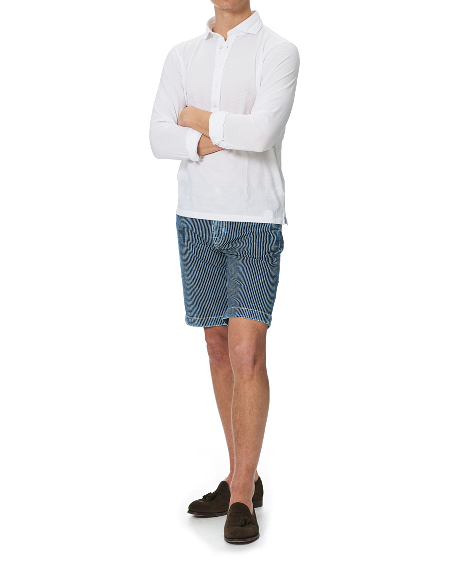 Herr | Shorts | Jacob Cohën | 6636 Striped Jeans Shorts Blue/White