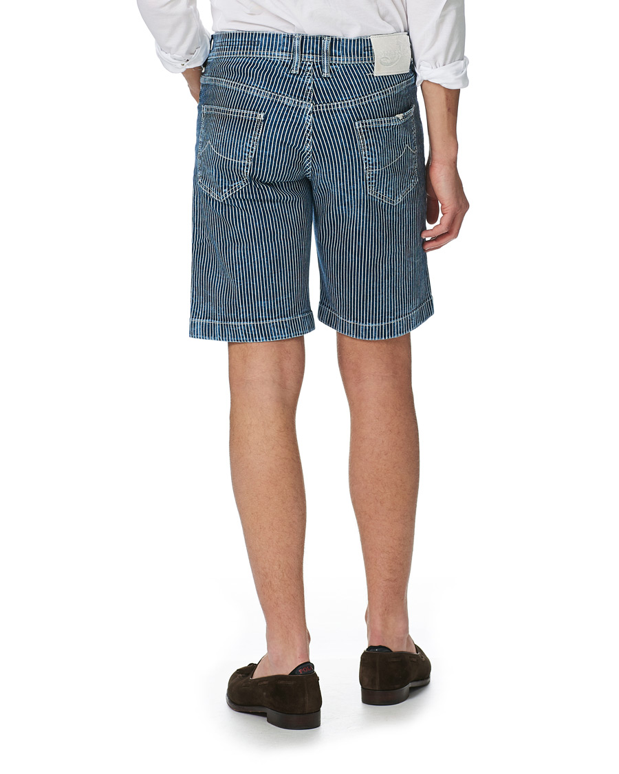 Herr | Shorts | Jacob Cohën | 6636 Striped Jeans Shorts Blue/White
