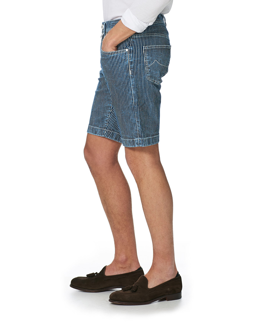 Herr | Shorts | Jacob Cohën | 6636 Striped Jeans Shorts Blue/White