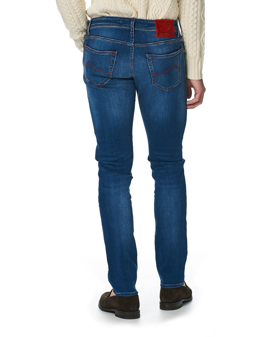Herr | Jeans | Jacob Cohën | 622 Slim Fit Contrast Stiching Jeans Mid Blue