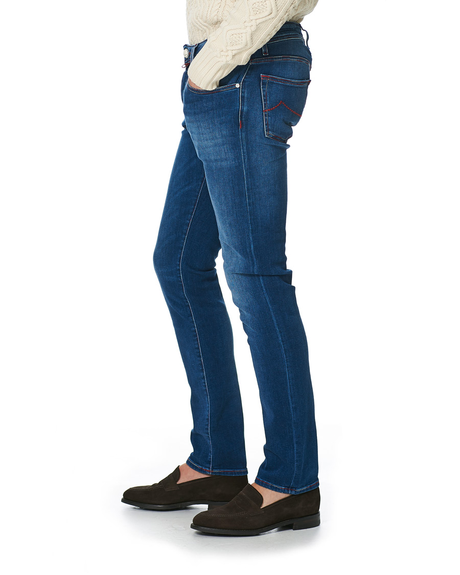 Herr | Jeans | Jacob Cohën | 622 Slim Fit Contrast Stiching Jeans Mid Blue