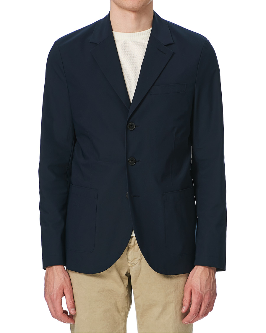 Herr | Kavajer | Harris Wharf London | Light Technic Travel Blazer Dark Blue