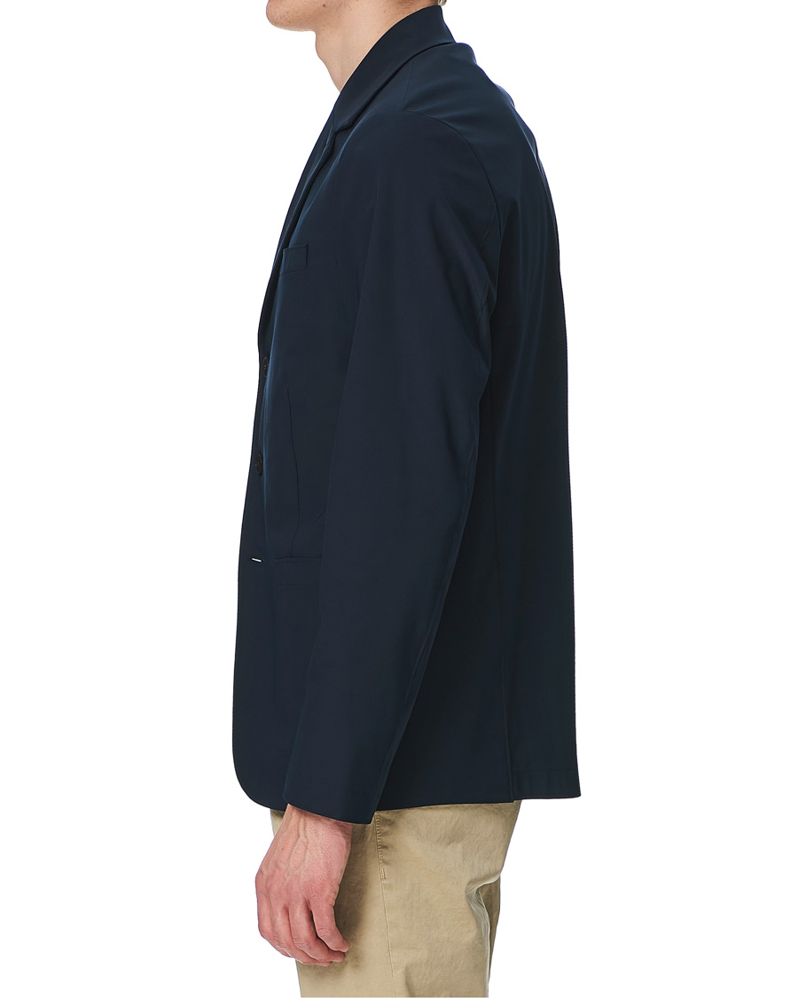 Herr | Kavajer | Harris Wharf London | Light Technic Travel Blazer Dark Blue