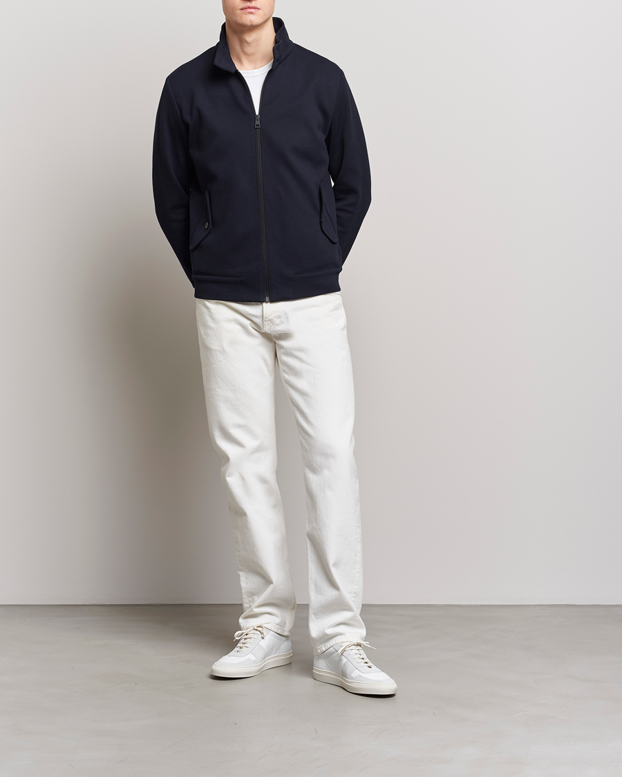 Herr | Jackor | Harris Wharf London | Loro Piana Cavalry Twill Harrington Jacket Dark Blue
