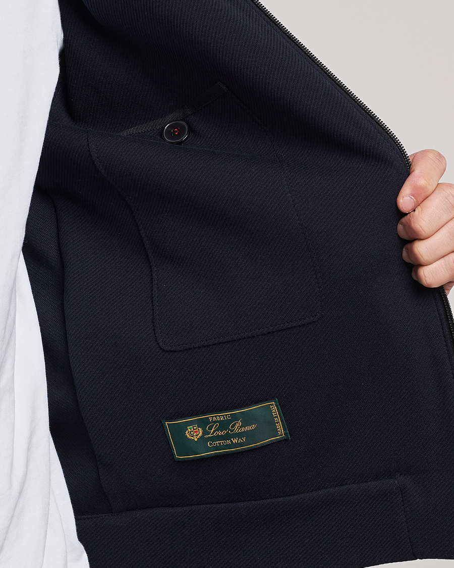 Herr | Jackor | Harris Wharf London | Loro Piana Cavalry Twill Harrington Jacket Dark Blue