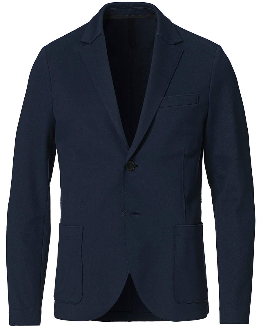 Herr | Kavajer | Harris Wharf London | Stretch Piquet Blazer Navy