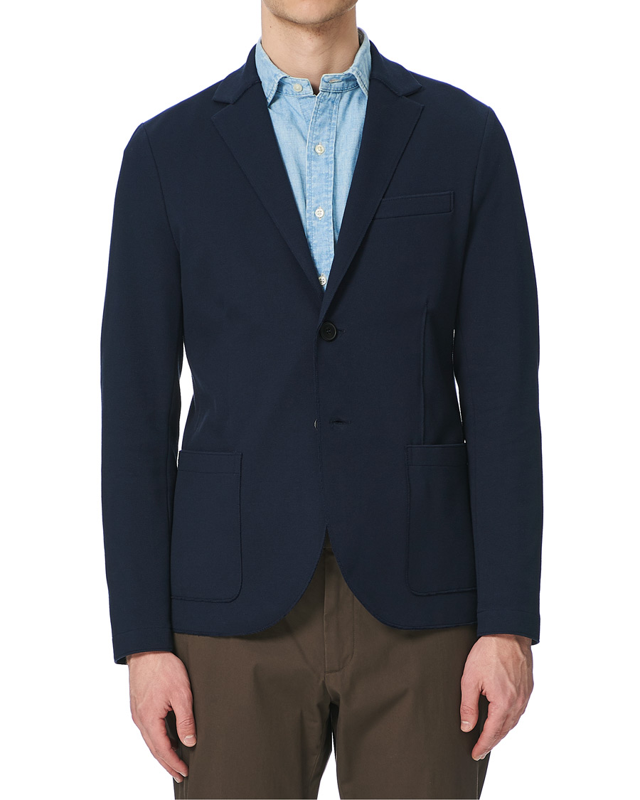 Herr | Kavajer | Harris Wharf London | Stretch Piquet Blazer Navy