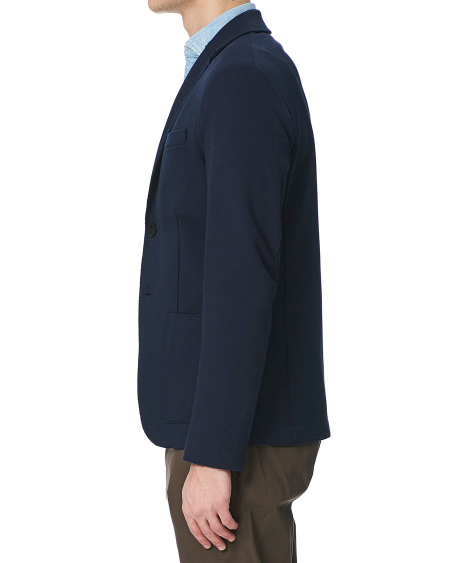 Herr | Kavajer | Harris Wharf London | Stretch Piquet Blazer Navy