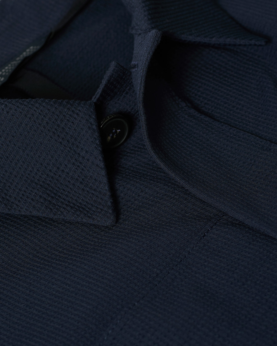 Herr | Skjortor | Harris Wharf London | Cool Max Cotton Seersucker Overshirt Navy