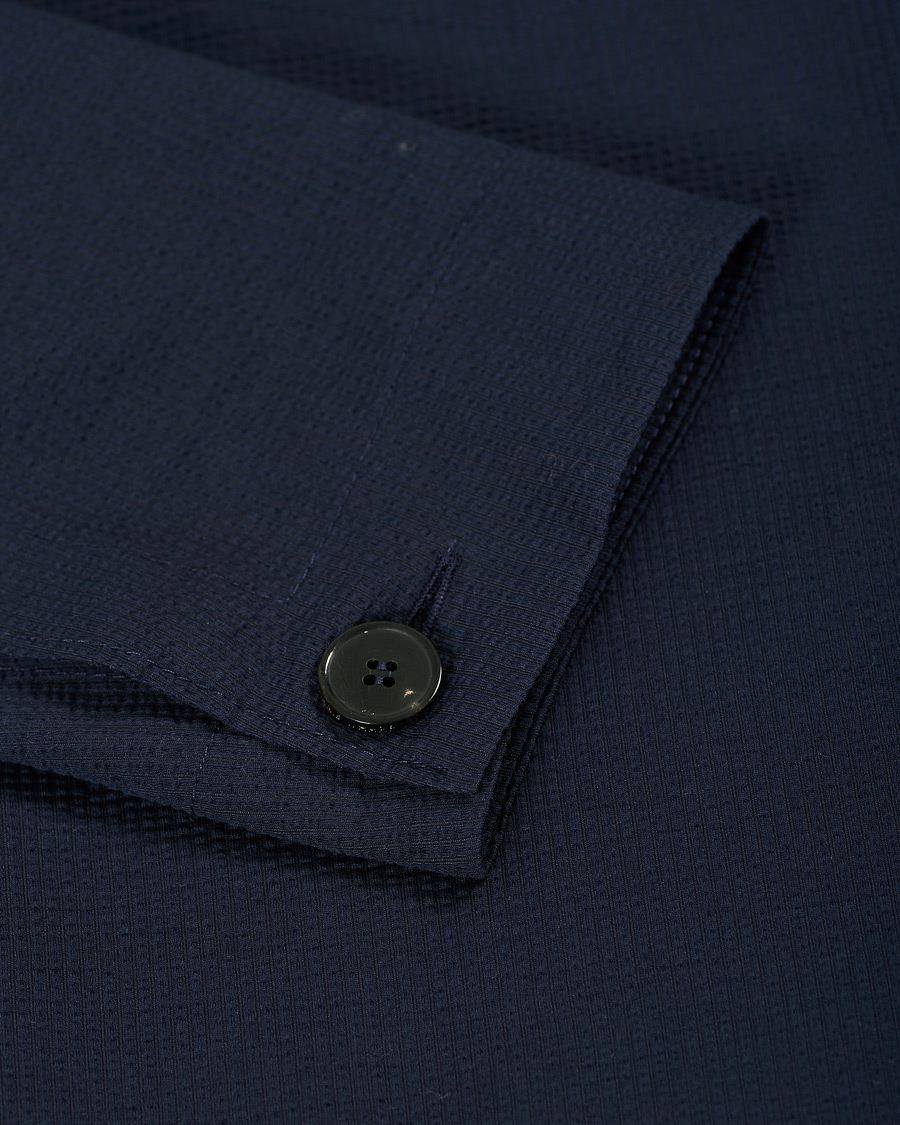 Herr | Skjortor | Harris Wharf London | Cool Max Cotton Seersucker Overshirt Navy