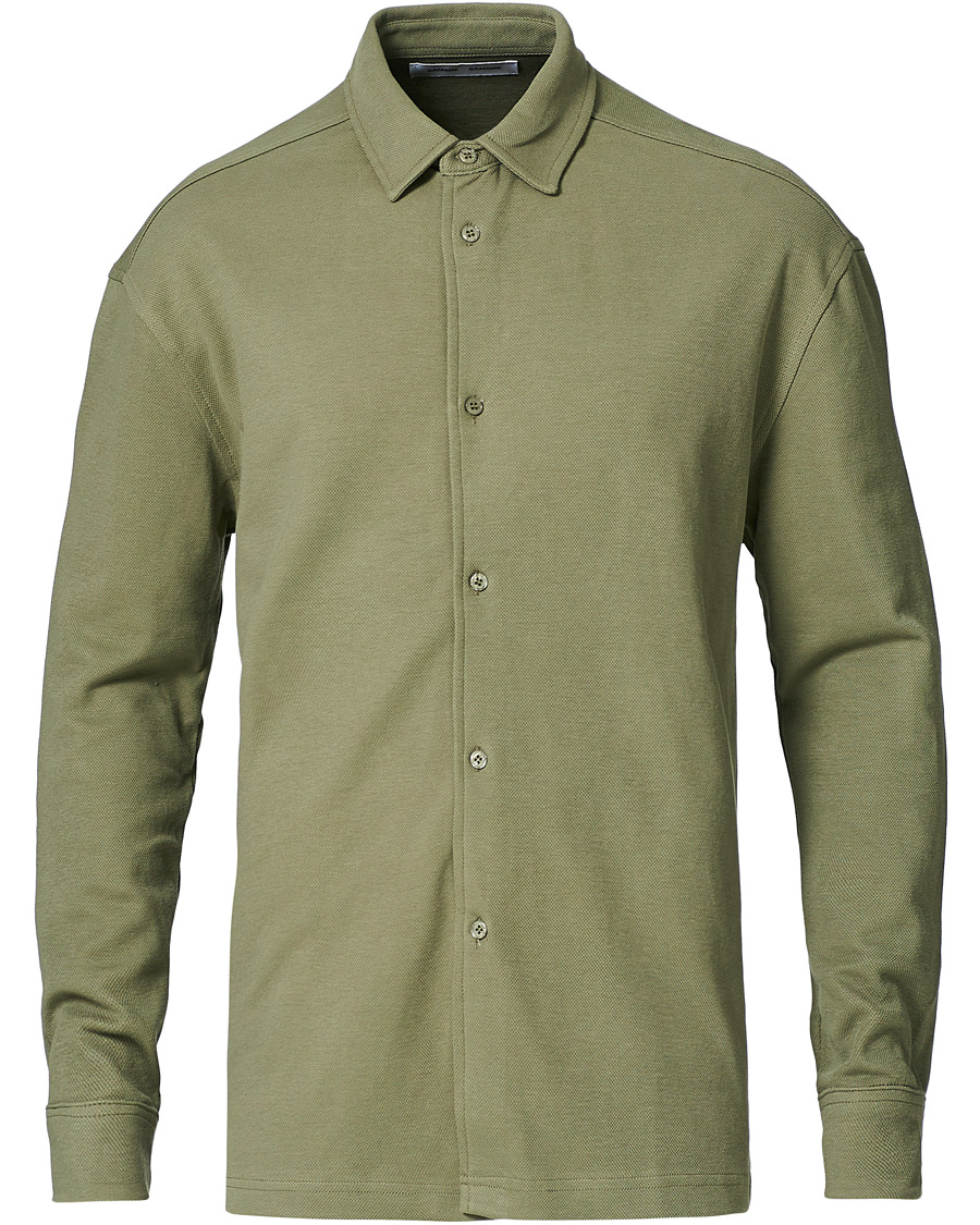 Herr | Tröjor | Samsøe Samsøe | Samsøe & Samsøe Abuto Cotton Piquet Shirt Deep Lichen Green
