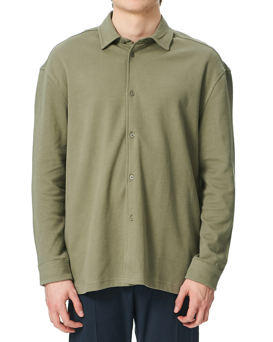 Herr | Tröjor | Samsøe Samsøe | Samsøe & Samsøe Abuto Cotton Piquet Shirt Deep Lichen Green