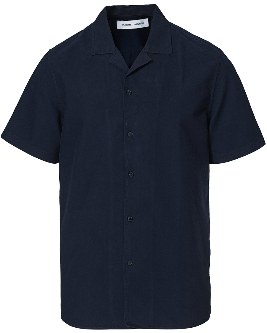 Herr | Skjortor | Samsøe Samsøe | Samsøe & Samsøe Einar Cotton Short Sleeve Resort Shirt Night Sky