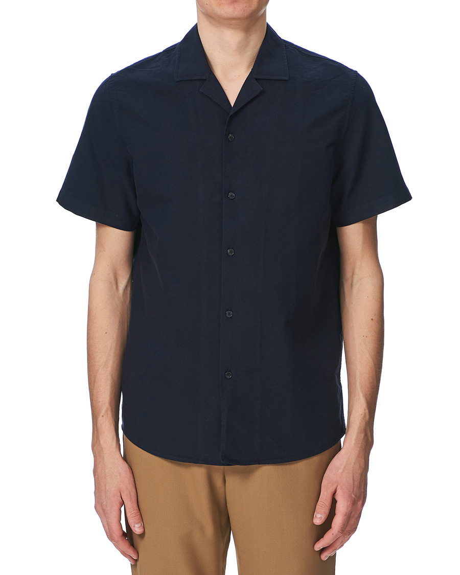 Herr | Skjortor | Samsøe Samsøe | Samsøe & Samsøe Einar Cotton Short Sleeve Resort Shirt Night Sky