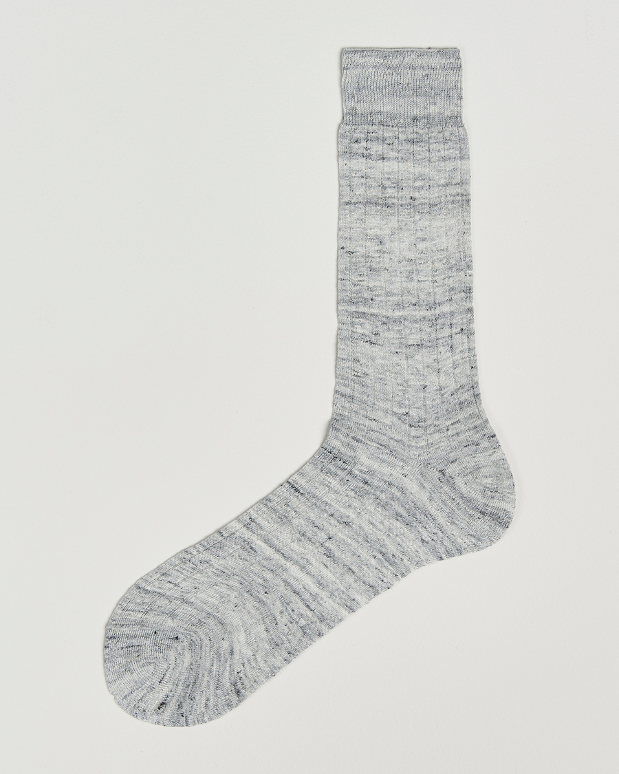 Herr | Underkläder | Bresciani | Linen Ribbed Short Socks Off White