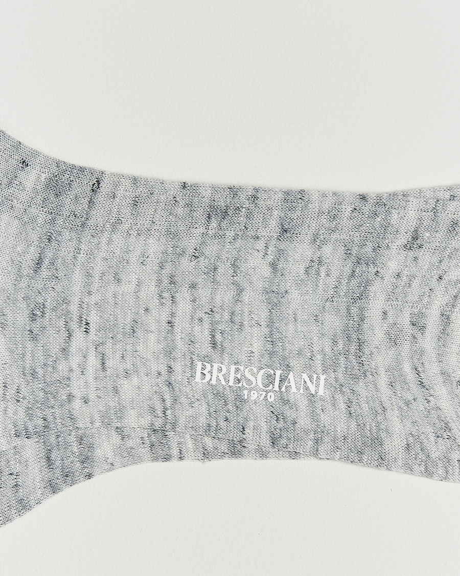 Herr | Underkläder | Bresciani | Linen Ribbed Short Socks Off White