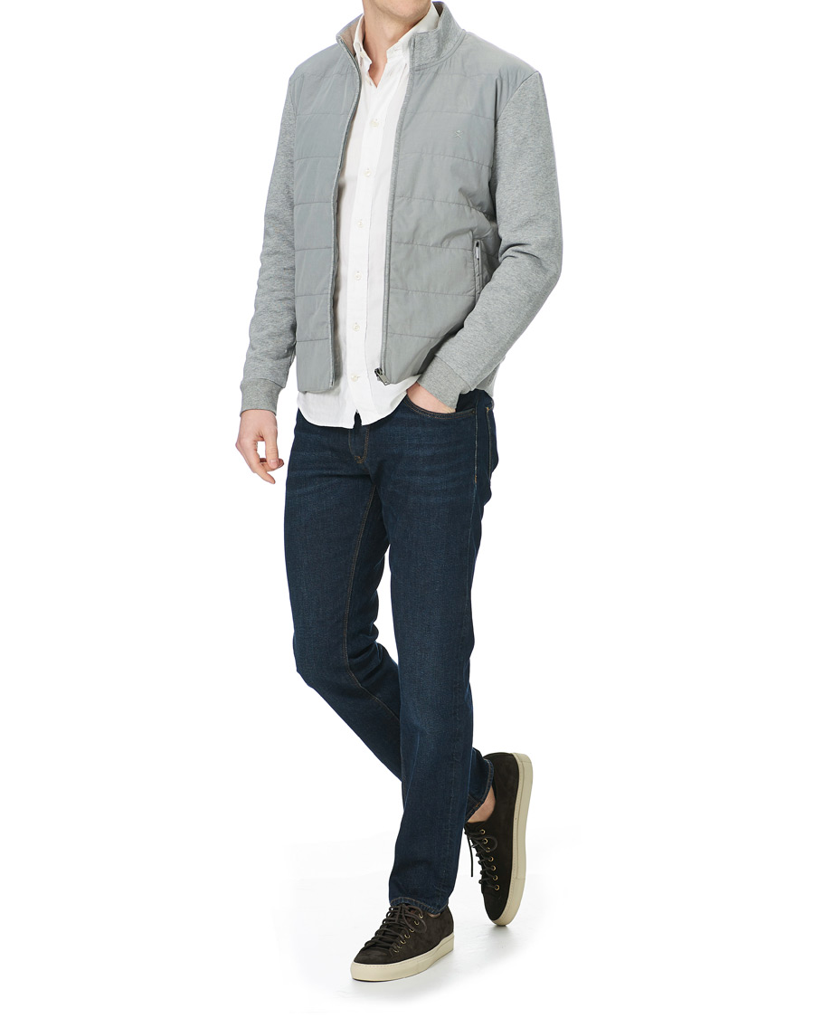 Herr | Tröjor | Hackett | Hybird Quilted Zip Sweat Grey Marl