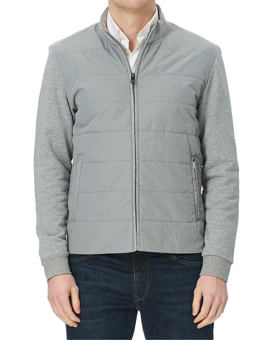 Herr | Tröjor | Hackett | Hybird Quilted Zip Sweat Grey Marl