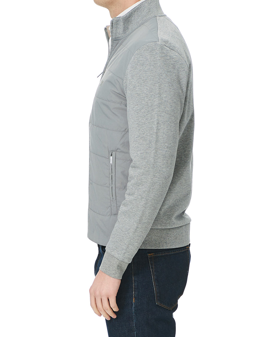 Herr | Tröjor | Hackett | Hybird Quilted Zip Sweat Grey Marl